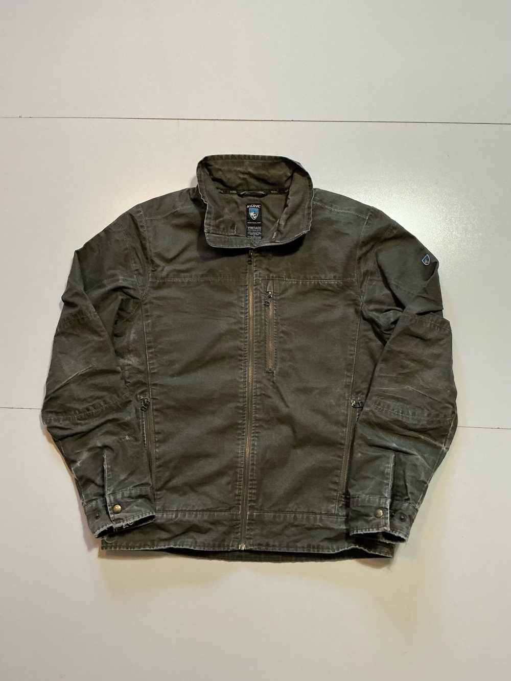 Kuhl Burr Vintage Patina Dye Fleece Lined Full Zip Rugged Canvas Men's Jacket